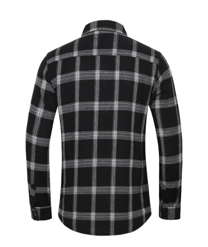 ZITY Men's Slim Fit Plaid Flannel Long Sleeve Shirt-DUMLT05250|Zitysports