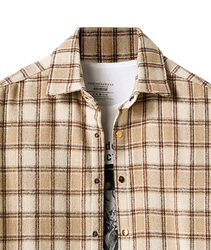 ZITY Men's Long Sleeve Cotton Plaid Flannel Shirt-DUMLT05315|Zitysports