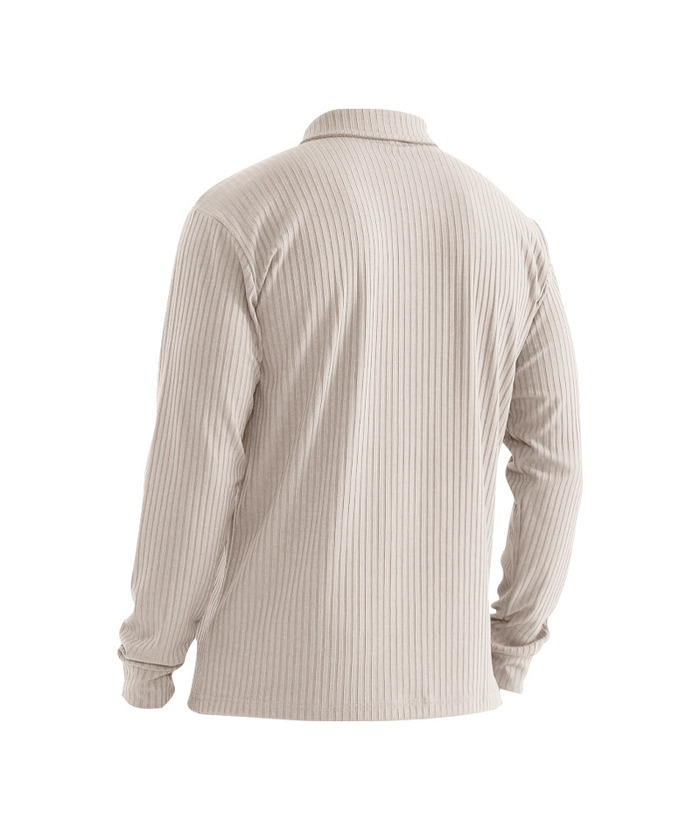 ZITY Men's Solid Color Sports Fitness Vertical Strip Knit Polo Shirt-DUMFH04835 | Zitysports