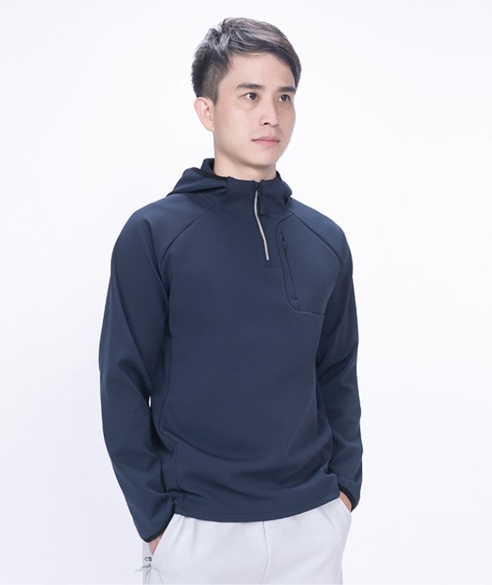 ZITY Men's Quarter Zip Solid Color Hoodie-7390