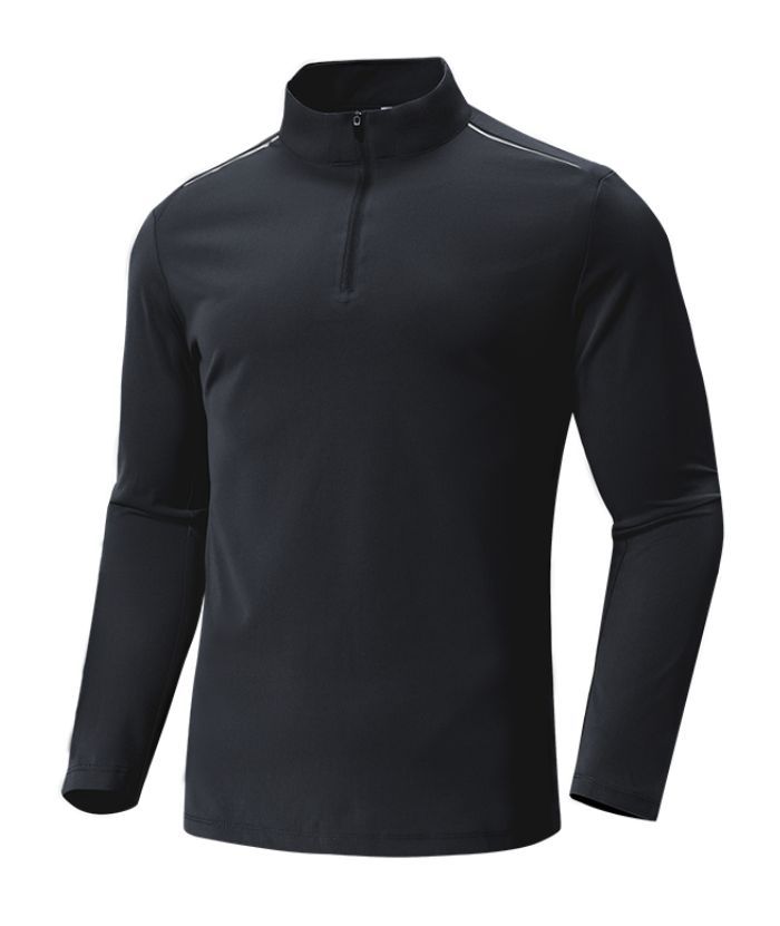 Men's Quarter Zip Stand Collar Long Sleeve Polo Shirt-DUMLS05870