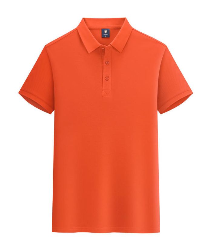 Unisex Solid Color Cotton Lapel Polo Shirt-DUMPO05925