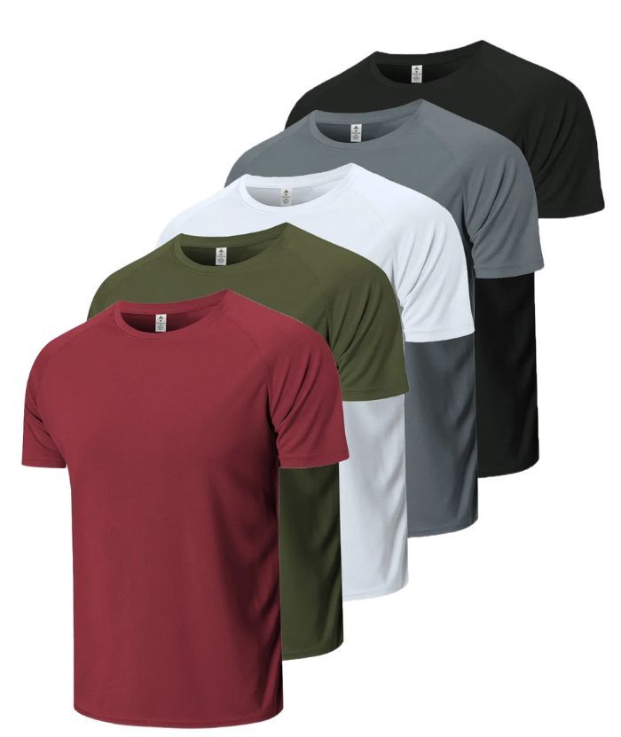 5 Pack/3 Pack Men's Round Neck Sports T-Shirt-TZUHE00147