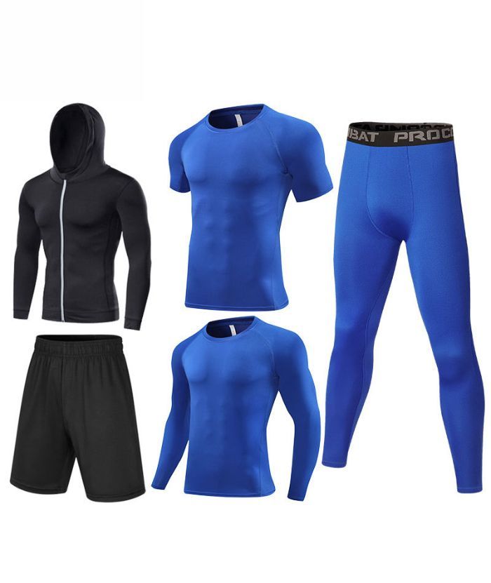 ZITY Men's Sports Cross-Border Fitness Five-Piece Compression Set-DUMTR05994