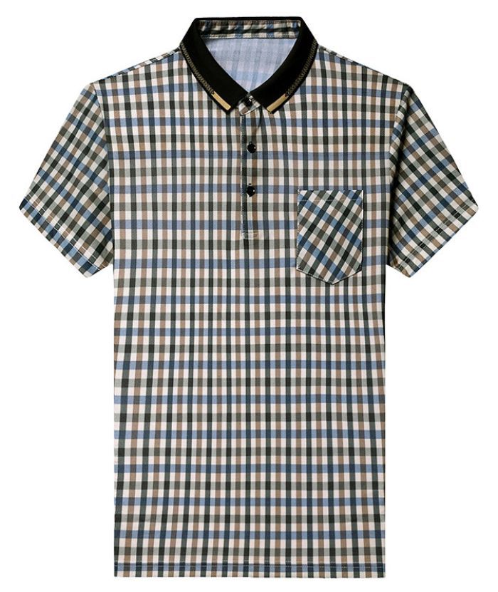 ZITY Men's Plaid Print Dri Fit Polo Shirt-DUMPO06066