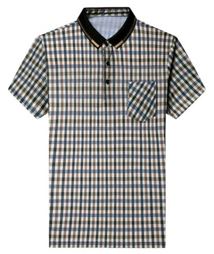 ZITY Men's Plaid Print Dri Fit Polo Shirt-DUMPO06066