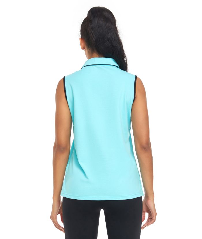 ZITY Women's Sleeveless Quarter Zip Golf Polo Shirt-CUWPO01362