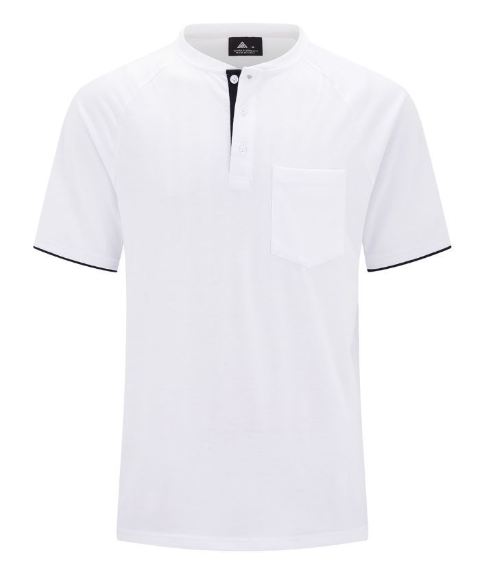 ZITY Men's Button Up Round Neck T-Shirt-CUMSS01159