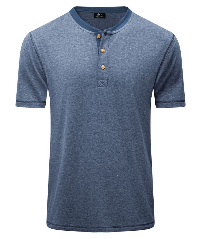 ZITY Men's Button Up Slim Fit Summer T-Shirt-CUMSS01905