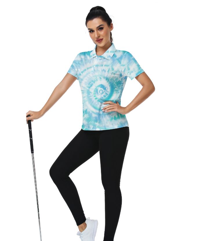 ZITY Women's Tie Dye Print Golf Polo Shirt-CUWPO02029