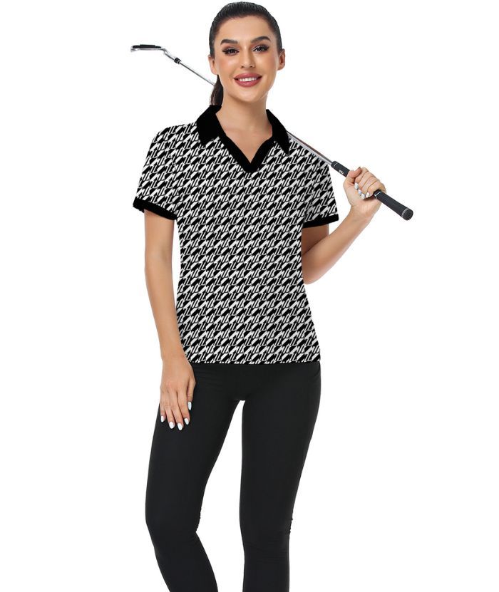 ZITY Women's Slim Fit V Neck Golf Polo Shirt-CUWPO02032