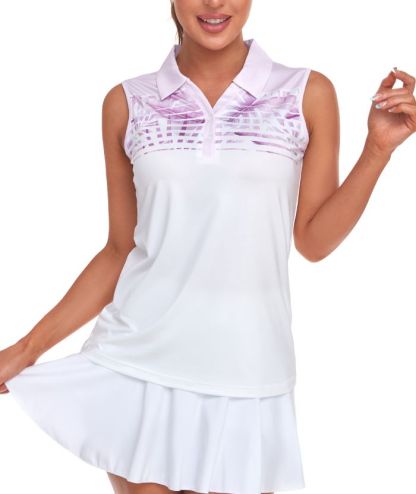 ZITY Women's Sleeveless Button Up Polo Shirt-CUWBP02125