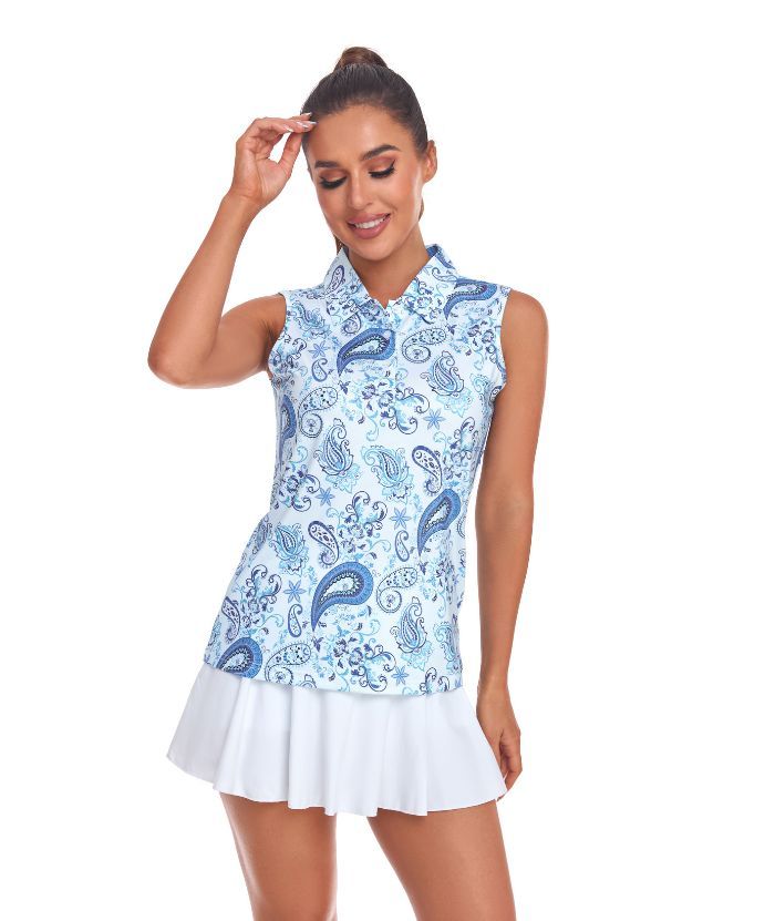ZITY Women's Sleeveless Quick Dry Slim Fit Polo Shirt-CUWBP02149