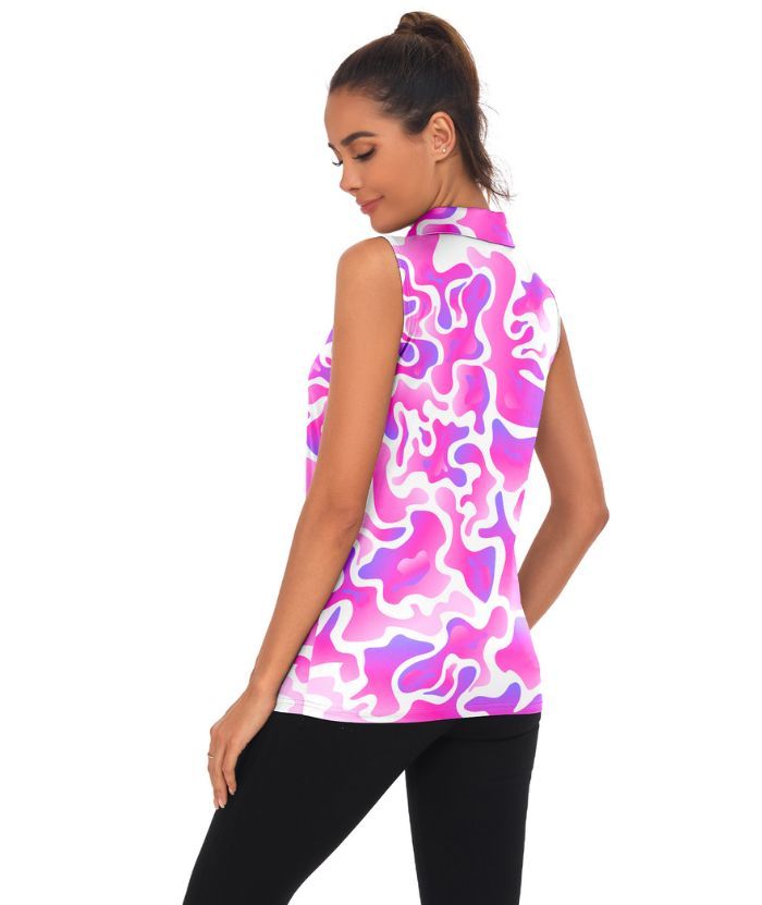 ZITY Women's Slim Fit V Neck Golf Polo Shirt-CUWBP02298