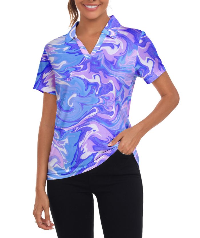 ZITY Women's Dri Fit V Neck Golf Polo Shirt-CUWPO02294