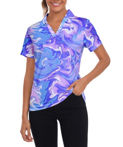 ZITY Women's Dri Fit V Neck Golf Polo Shirt-CUWPO02294