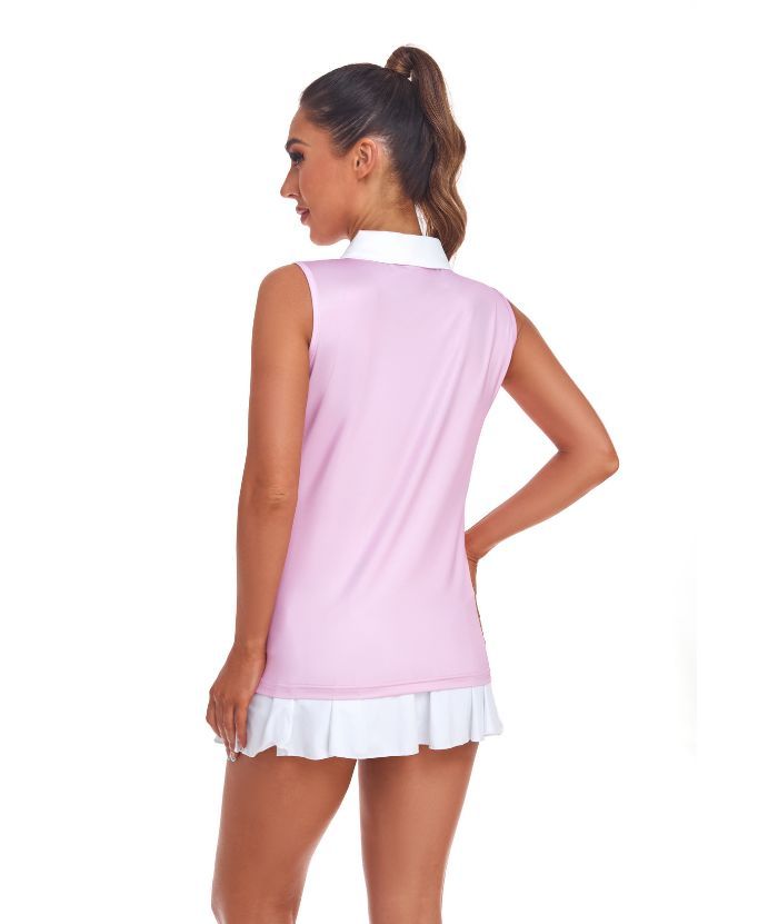 ZITY Women's Sleeveless Slim Fit Quick Dry Golf Polo Shirt-CUWBP02260