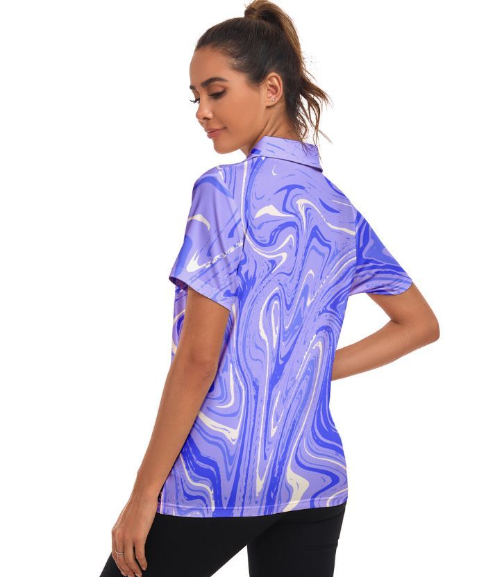 ZITY Women's Slim Fit V Neck Polo Shirt-CUWPO02297