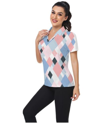 ZITY Women's Slim Fit Button Up Sports Polo Shirt-CUWPO01329