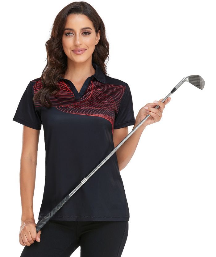ZITY Women's V Neck Slim Fit Golf Tennis Polo Shirt-CFWZZ00005