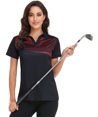 ZITY Women's V Neck Slim Fit Golf Tennis Polo Shirt-CFWZZ00005