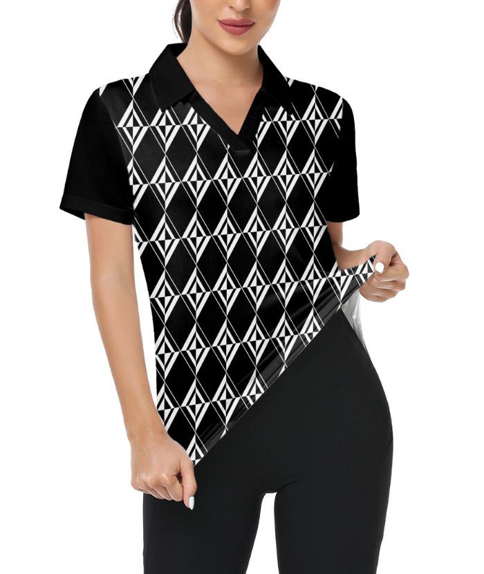 ZITY Women's Slim Fit Black Golf Polo Shirt-CUWPO01021
