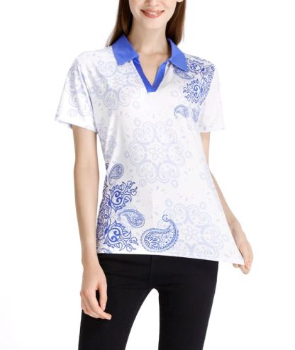 ZITY Women's Slim Fit Flower Print Golf Polo Shirt-CFWZZ00032