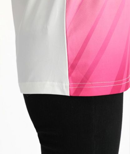 ZITY Women's Slim Fit White Pink Golf Polo Shirt-CFWZZ00045