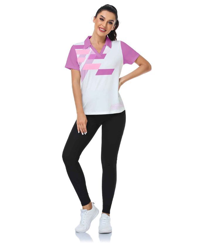 ZITY Women's Slim Fit V Neck Golf Polo Shirt-CFWZZ00034