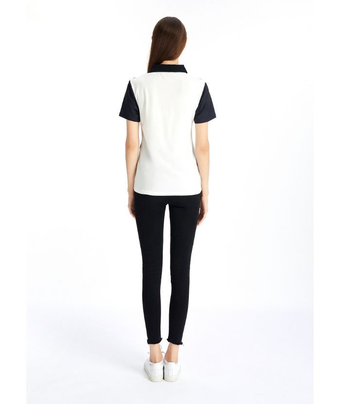 ZITY Women's Floral Print Casual Golf Polo Shirt-CFWZZ00012