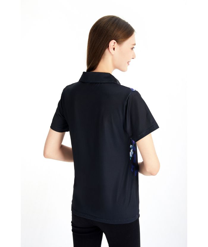 ZITY Women's Butterfly Print Slim Fit Golf Polo Shirt-CFWZZ00011