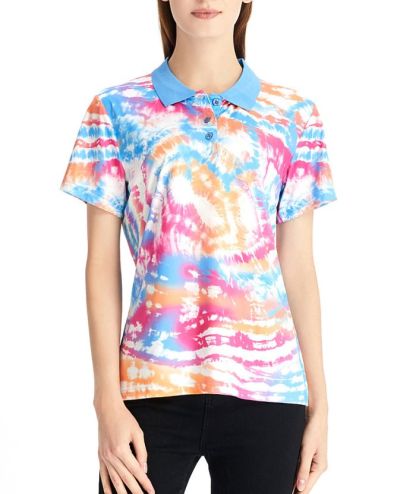 ZITY Women's Slim Fit Tie Dye Print Golf Polo Shirt-CFWZZ00041