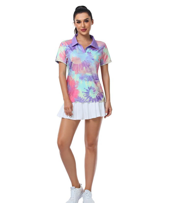 ZITY Women's Slim Fit V Neck Golf Polo Shirt-CUWPO01301