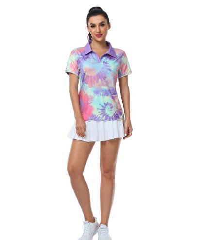 ZITY Women's Slim Fit V Neck Golf Polo Shirt-CUWPO01301