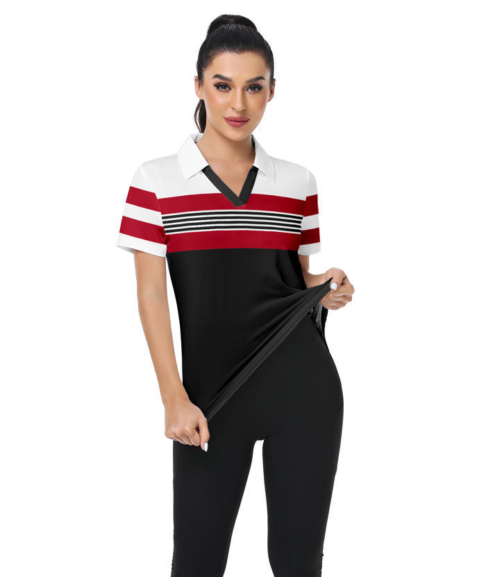 ZITY Women's Dri Fit Casual V Neck Golf Polo Shirt-CFWTX00037