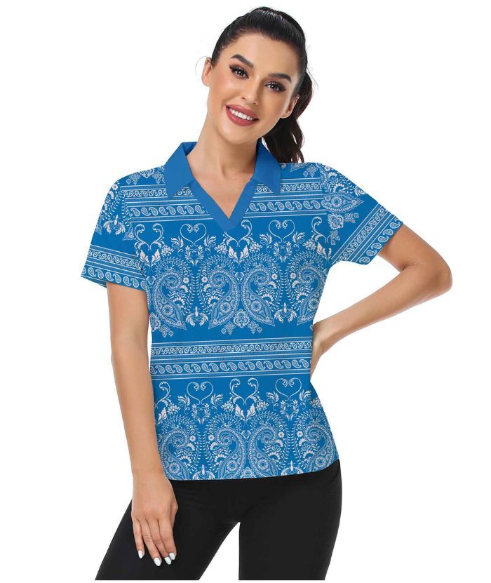 ZITY Women's V Neck Slim Fit Golf Polo Shirt-CUWPO01939