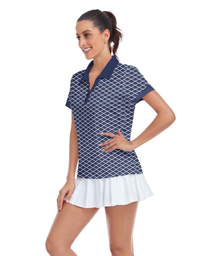 ZITY Women's Dri Fit Geometric Pattern Golf Polo Shirt-CUWPO01565