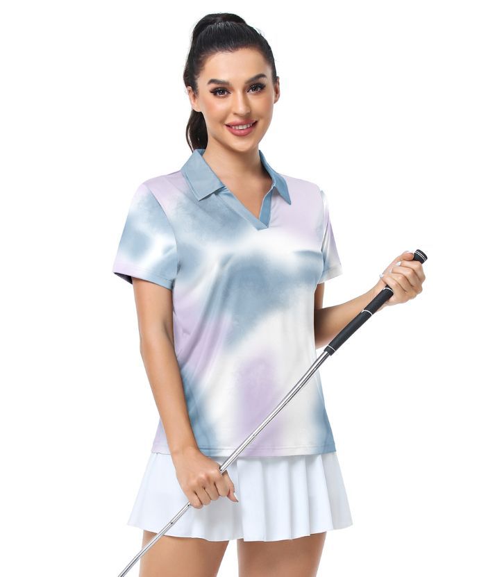 ZITY Women's Dri Fit V Neck Golf Polo Shirt-CUWPO01993