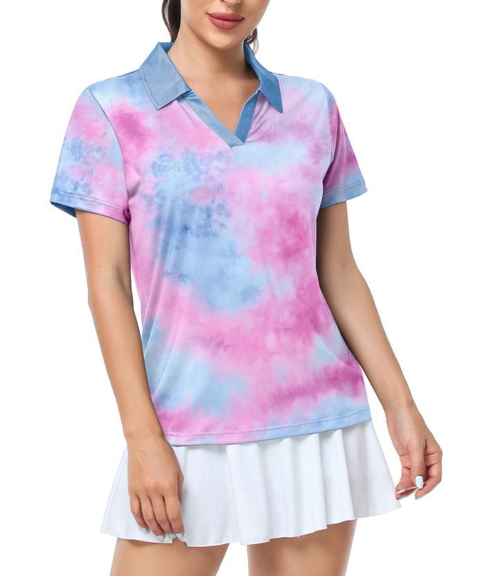 ZITY Women's Tie Dye print Dri fit Golf Polo Shirt-CUWPO01994