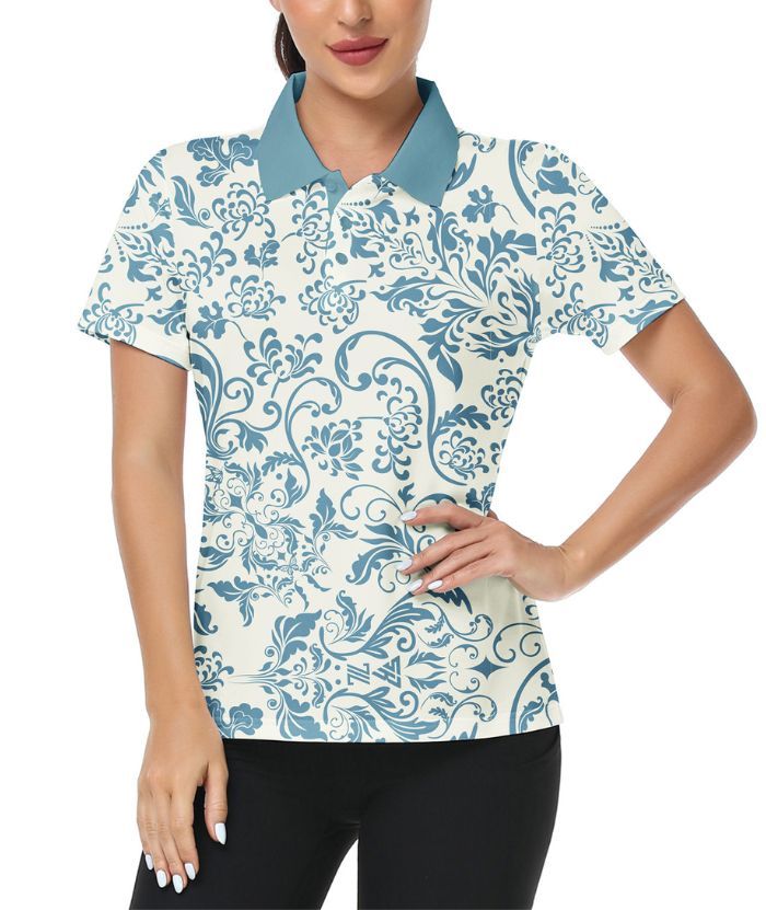 ZITY Women's Totem Pattern Dri Fit Golf Polo Shirt-CUWPO01571