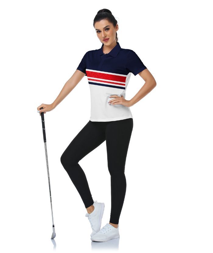 ZITY Women's Dri Fit Striped Golf Polo Shirt-CUWPO01573