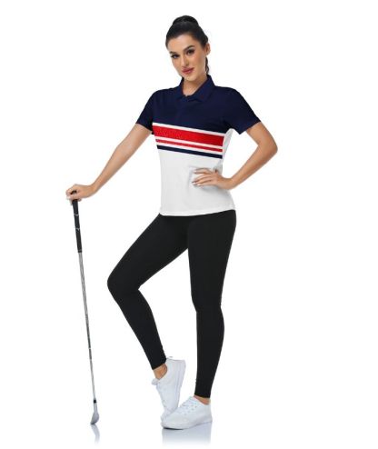 ZITY Women's Dri Fit Striped Golf Polo Shirt-CUWPO01573