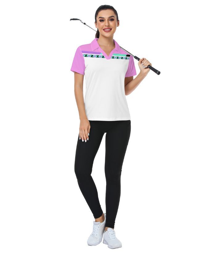 ZITY Women's Dri Fit V Neck Casual Golf Polo Shirt-CUWPO01577