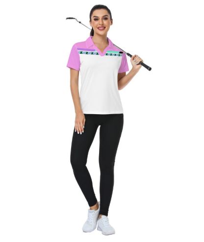 ZITY Women's Dri Fit V Neck Casual Golf Polo Shirt-CUWPO01577