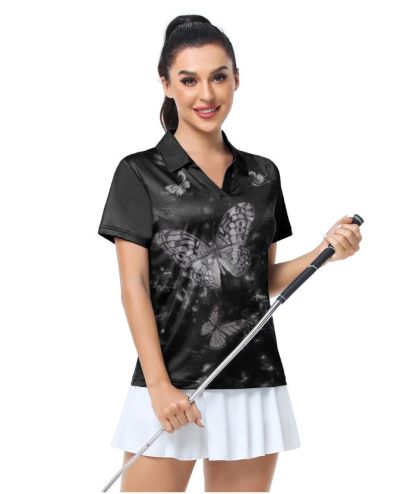 ZITY Women's V Neck Dri Fit Golf Polo Shirt-CUWPO02017