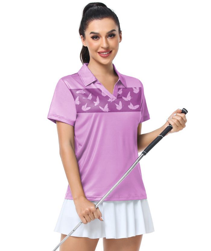 ZITY Women's Dri Fit Rose Purple Golf Polo Shirt-CUWPO02018