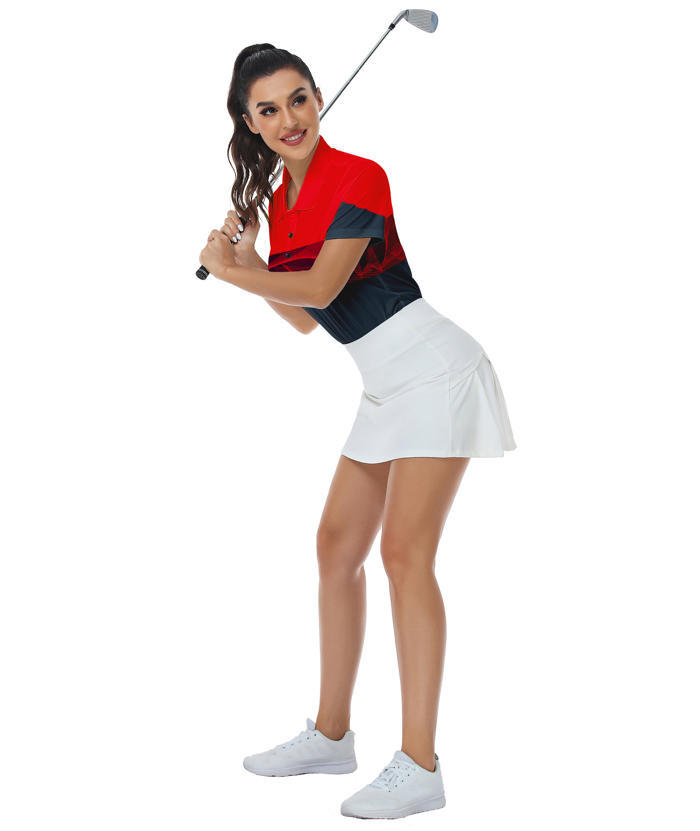 ZITY Women's Casual Printed Dri Fit Golf Polo Shirt-CUWPO02414