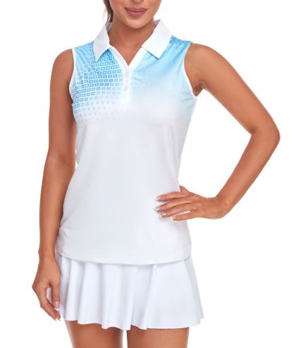 ZITY Women's Sleeveless Button Up Dri Fit Golf Polo Shirt-CUWBP02219