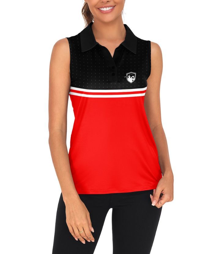 ZITY Women's Slim Fit V Neck Sleeveless Golf Polo Shirt-CUWBP02220