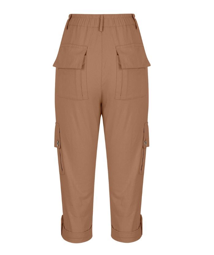 ZITY Women's Solid Color Multi Pocket Three Quarter Pant-DUWCS06170